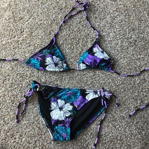 Black, teal, purple bikini